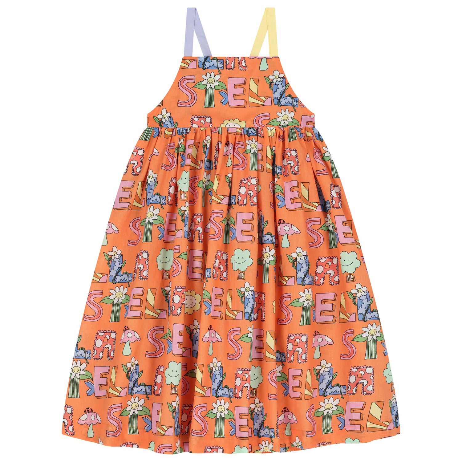 فستان بنات بشعار الورد باللون البرتقالي, 1, hi-res