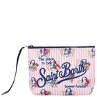 Girls White & Pink Striped Aline Logo Pouch ( 15cm ), 1, hi-res