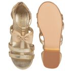 Girls Gold Diamante Bow Sandals, 1, hi-res