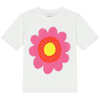 تيشيرت بالشعار باللون الابيض للبنات , 1, hi-res