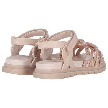 Girls Beige Logo Sandals 