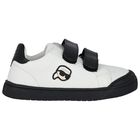 Boys White & Black Ikonik Karl Trainers, 1, hi-res