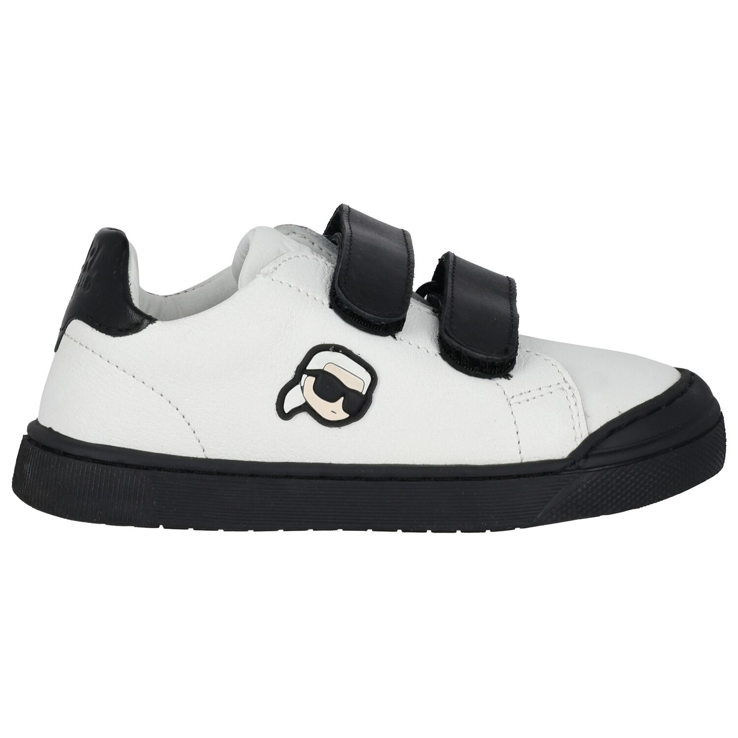 Boys White & Black Ikonik Karl Trainers, 1, hi-res