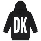 فستان هودى بالشعار باللون الاسود, 1, hi-res