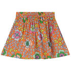 Girls Orange Floral Skirt, 1, hi-res