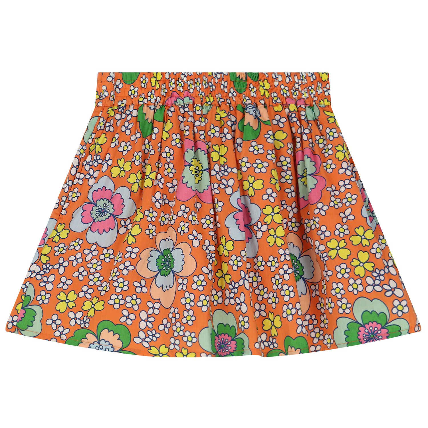 Girls Orange Floral Skirt, 1, hi-res