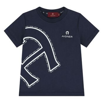 Younger Boys Navy Blue Logo T-Shirt 