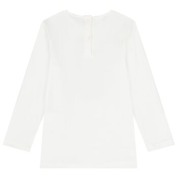 Girls Ivory Teddy Bear Long Sleeve Top