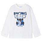 Boys White Formula 1 Car Long Sleeve Top, 2, hi-res