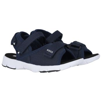 Boys Navy Blue Logo Sandals