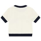 Girls Ivory & Navy Blue Logo Knit Skirt Set, 1, hi-res