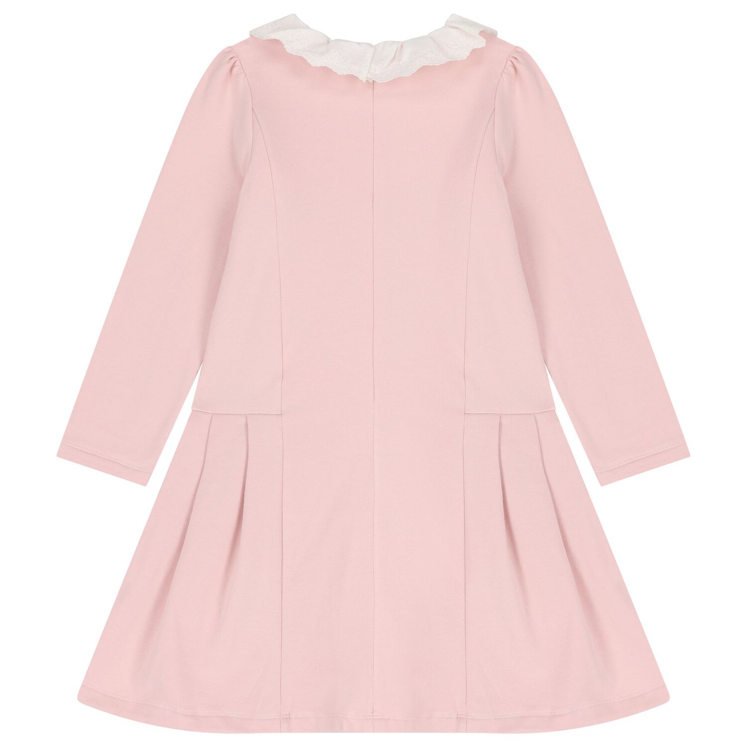 Girls Pink Embroidered Collar Dress, 1, hi-res