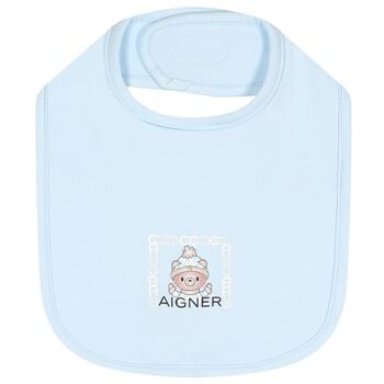 Baby Boys Blue Teddy Bear Logo Baby Bib