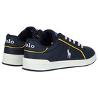 Boys Navy Blue Logo Trainers, 1, hi-res