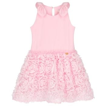Girls Pink Tulle & 3D Flower Dress