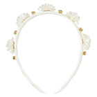 Girls Ivory Velvet Embellished Headband, 1, hi-res