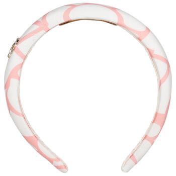 Girls Pink & White Floral Padded Headband