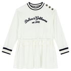 Girls White Logo Dress, 1, hi-res