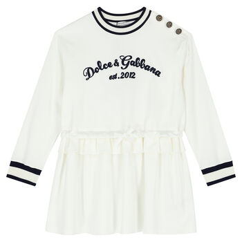 Girls White Logo Dress