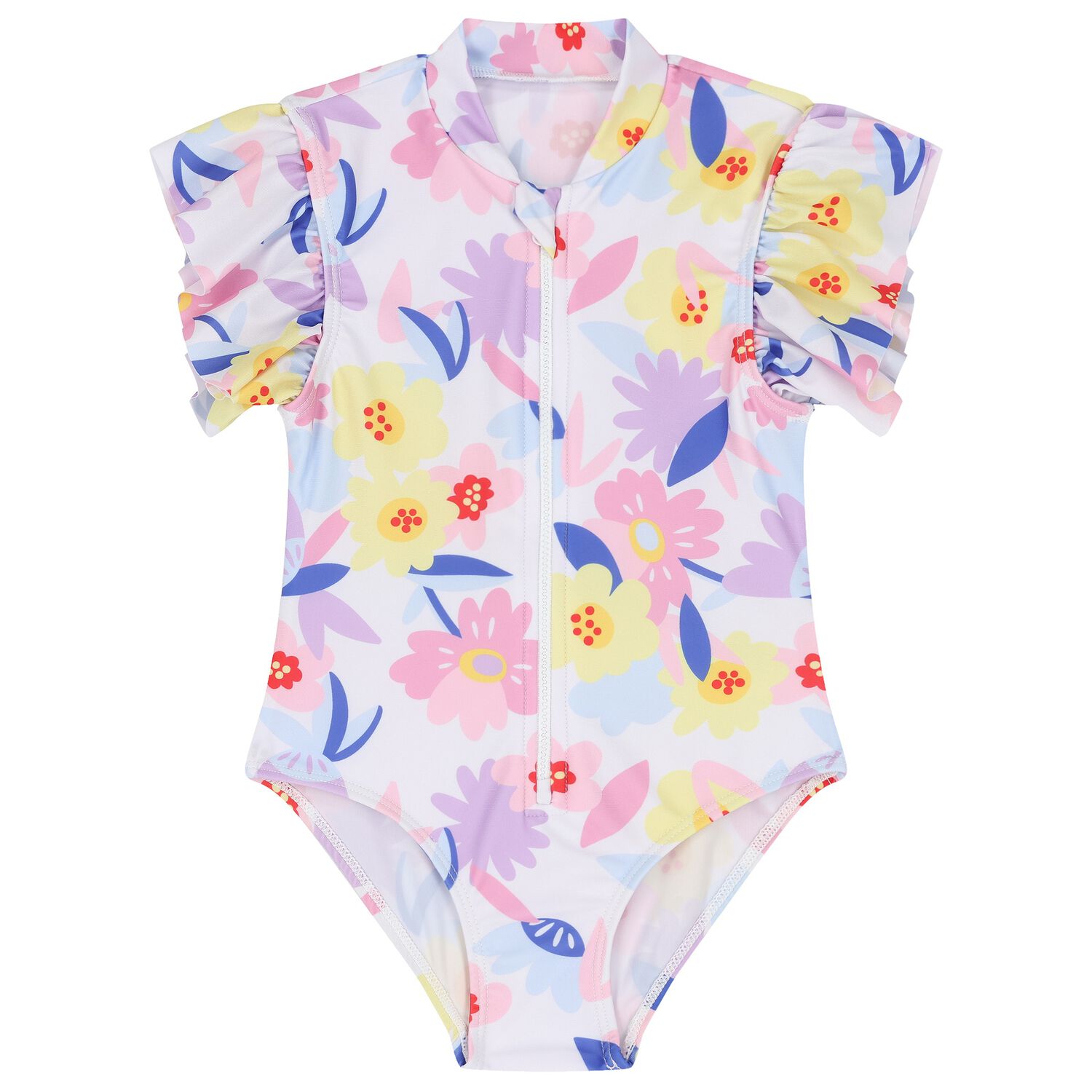 Girls Multi-Coloured Floral Swimsuit, 1, hi-res image number null