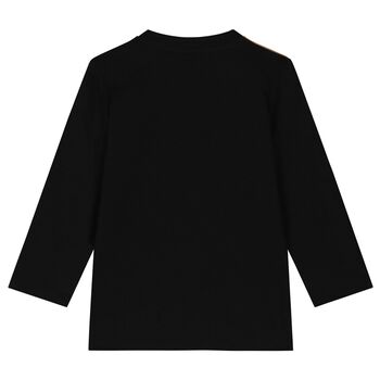 Younger Boys Black Logo Long Sleeve Top