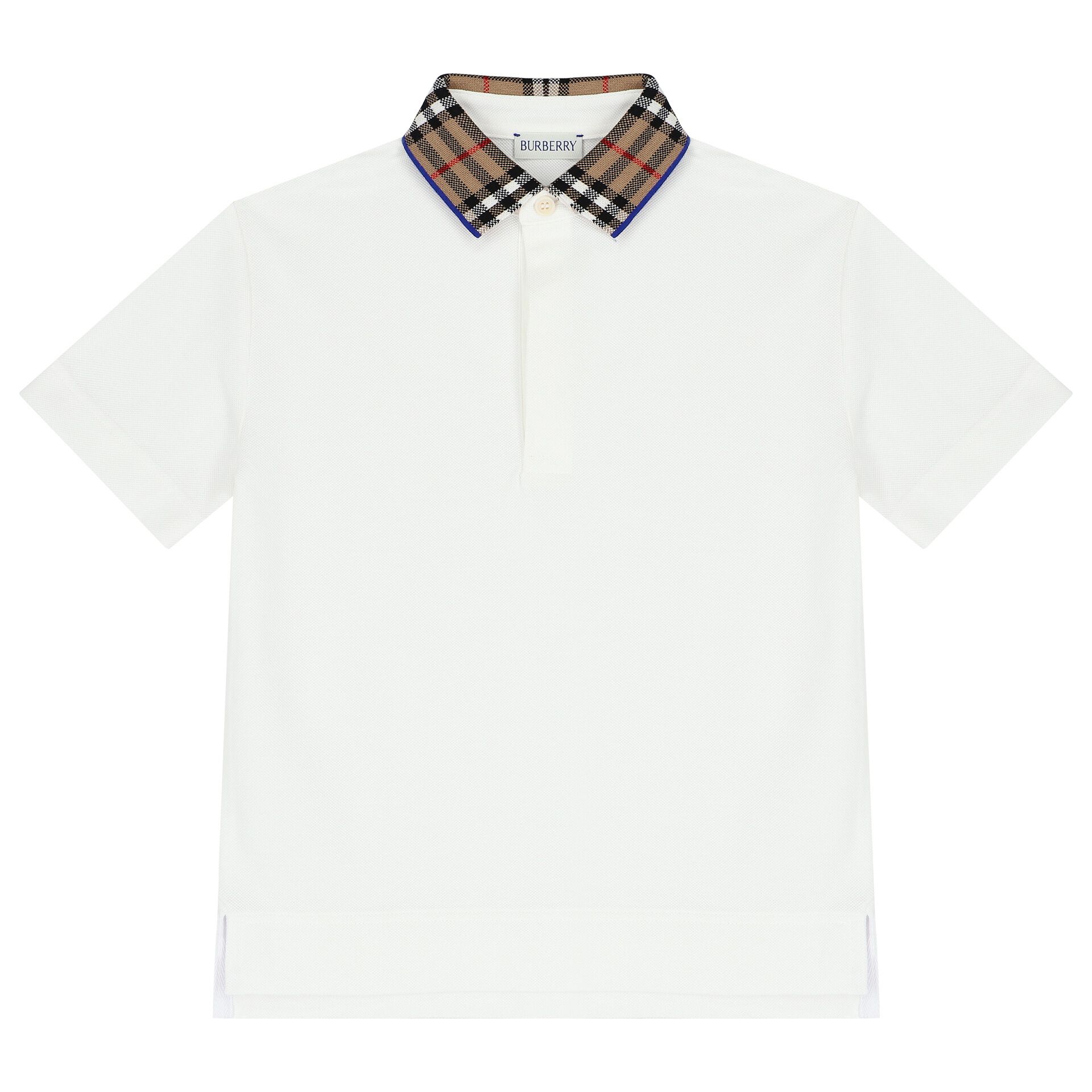 Burberry Boys White Logo Check Polo Shirt Junior Couture UAE