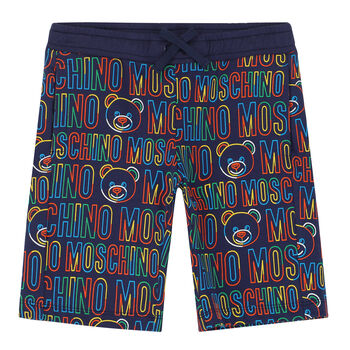 Boys Navy Blue Logo Shorts