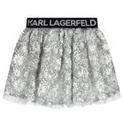 Girls Silver Sequinned Skirt, 1, hi-res