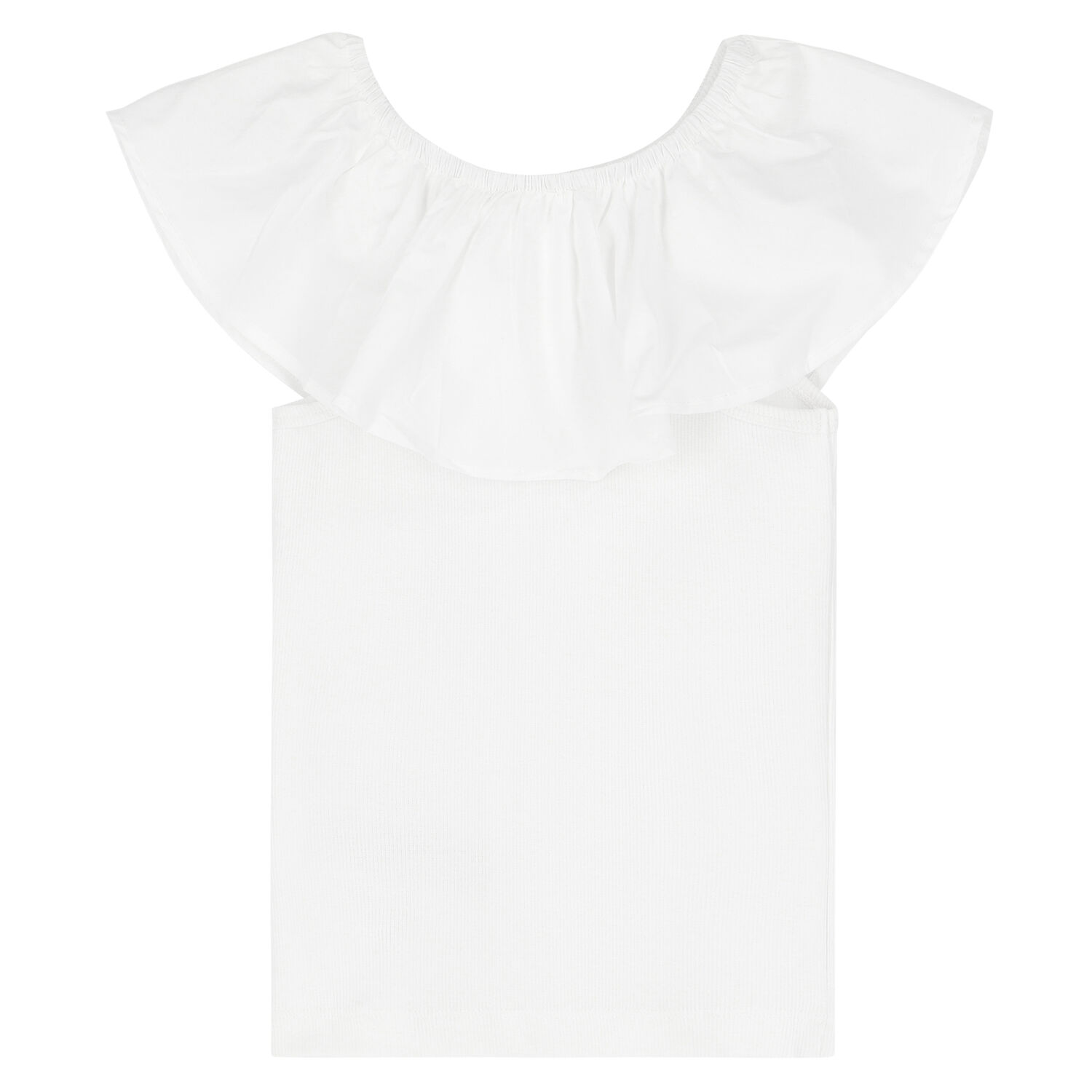 Girls White Ruffled Top, 1, hi-res