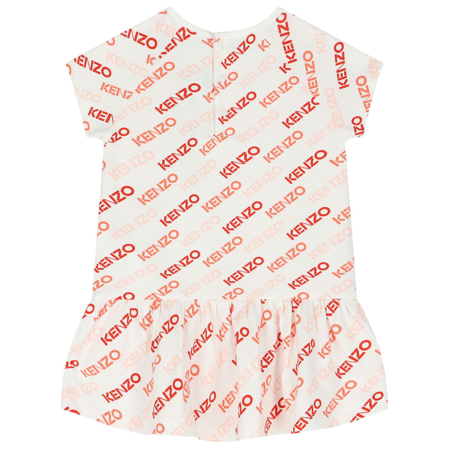 Younger Girls Ivory & Pink Logo Dress, 1, hi-res