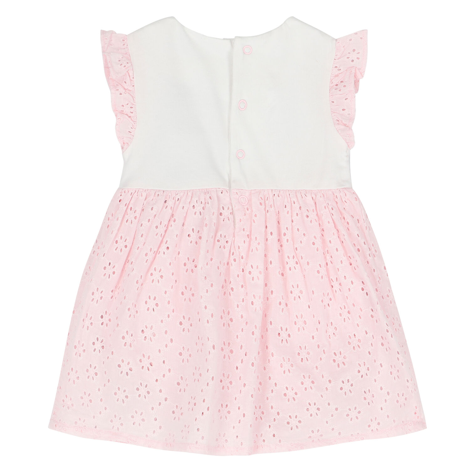 Baby Girls White & Pink Logo Dress, 2, hi-res