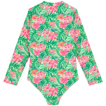 Girls Pink & Green Floral Swimsuit