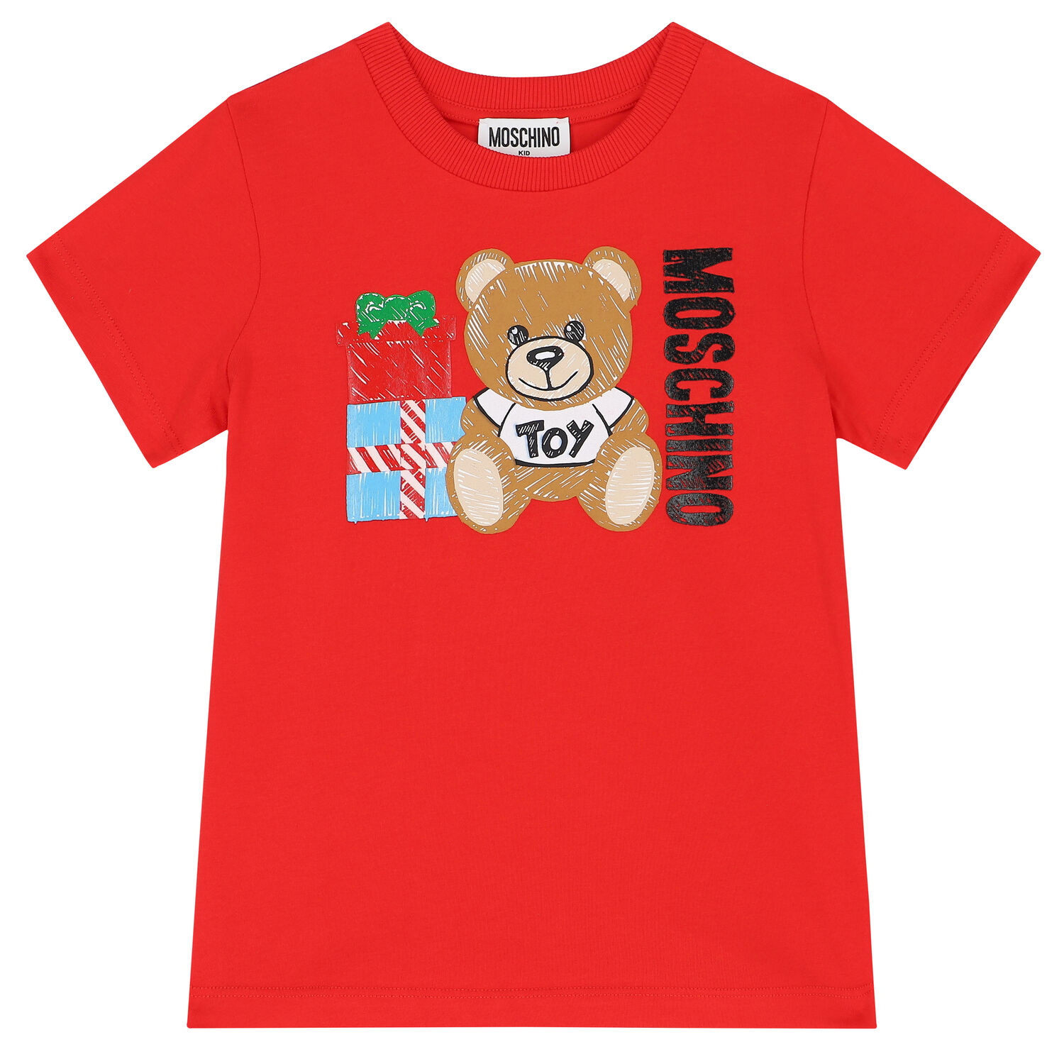 Red Teddy Bear Print Logo T-Shirt, 1, hi-res