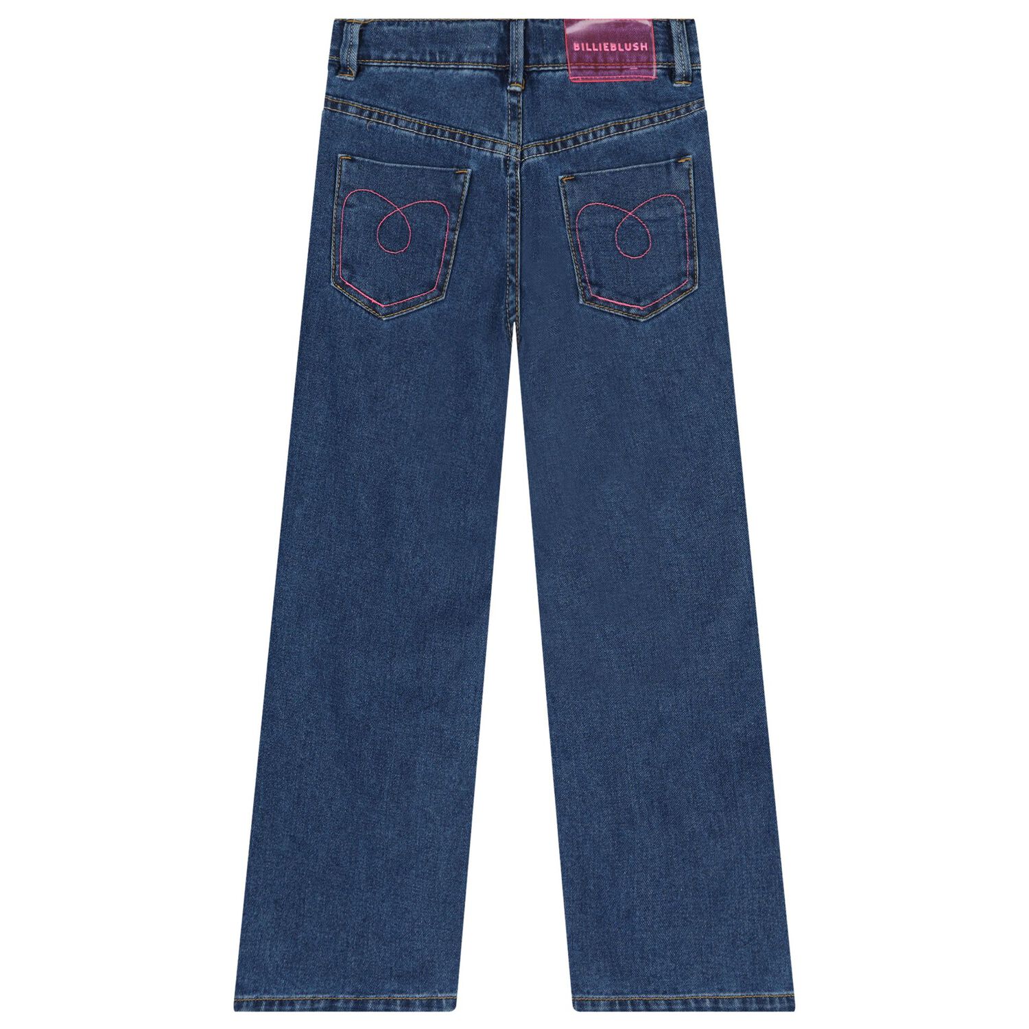 Girls Blue Wide Leg Charm Jeans, 1, hi-res