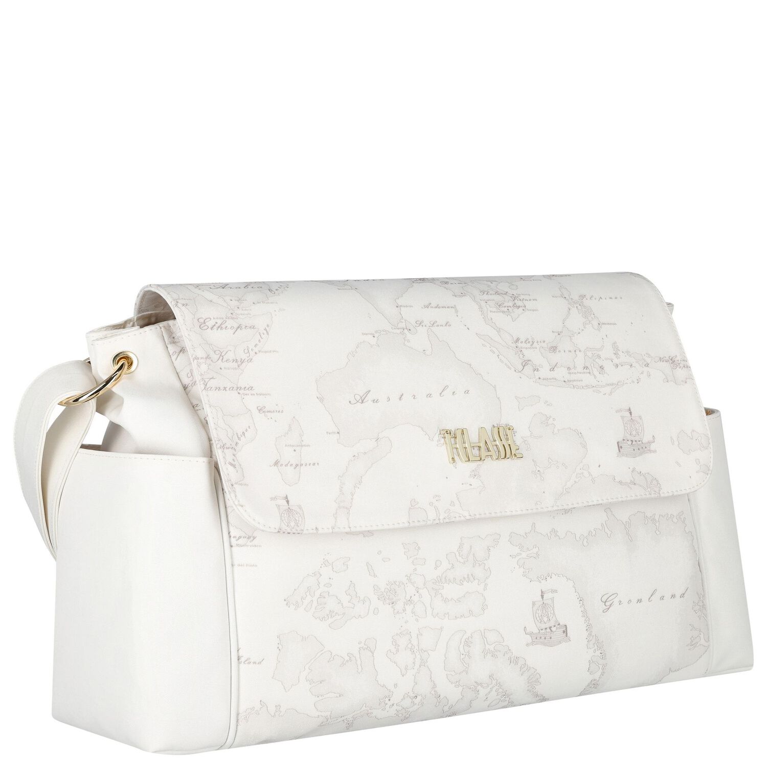 White Geo Map Baby Changing Bag, 3, hi-res
