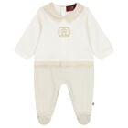 Ivory & Gold Logo Babygrow, 2, hi-res