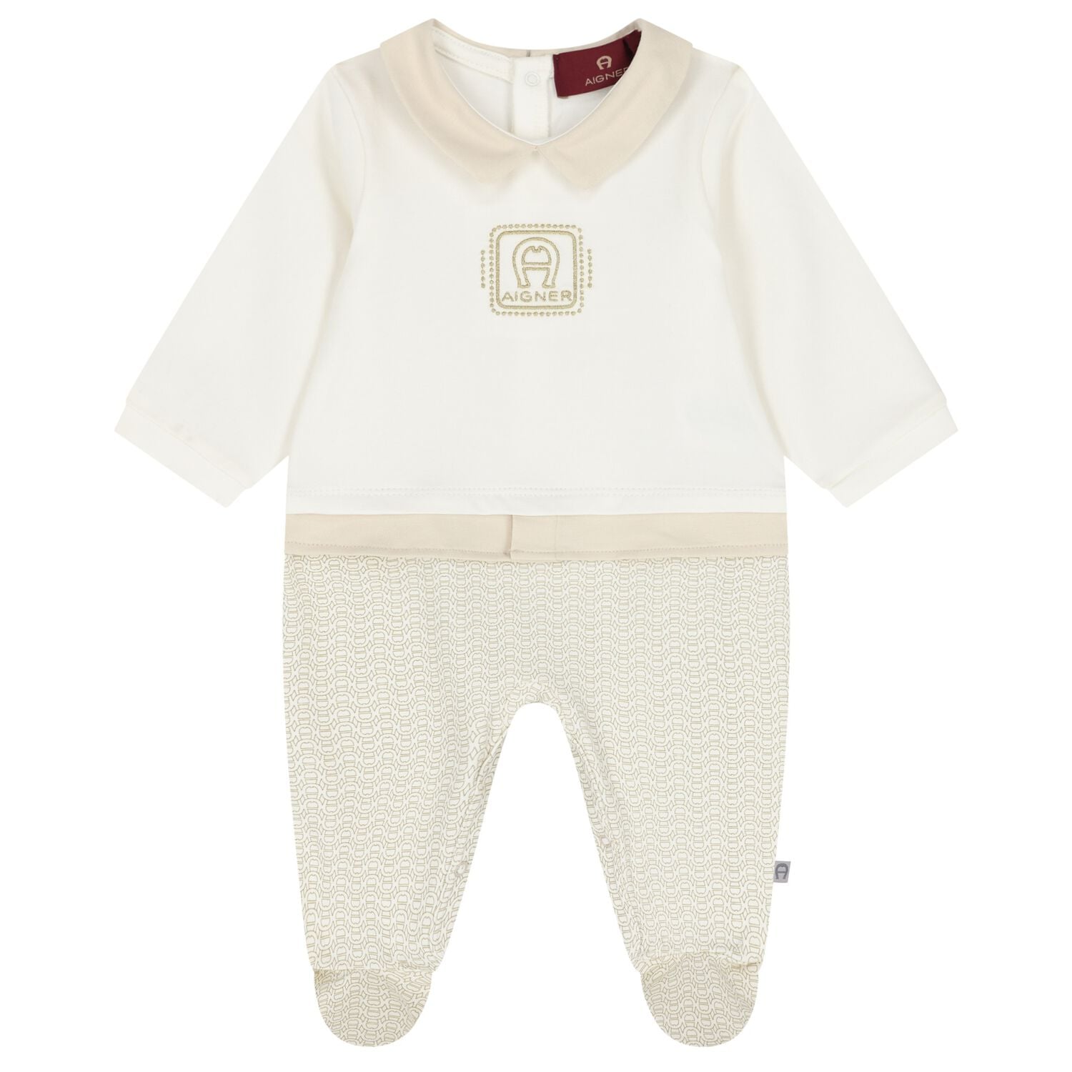 Ivory & Gold Logo Babygrow, 2, hi-res