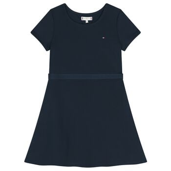 Girls Navy Blue Logo Dress