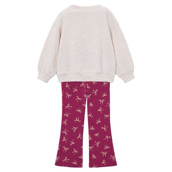 Girls Beige & Pink Leggings Set