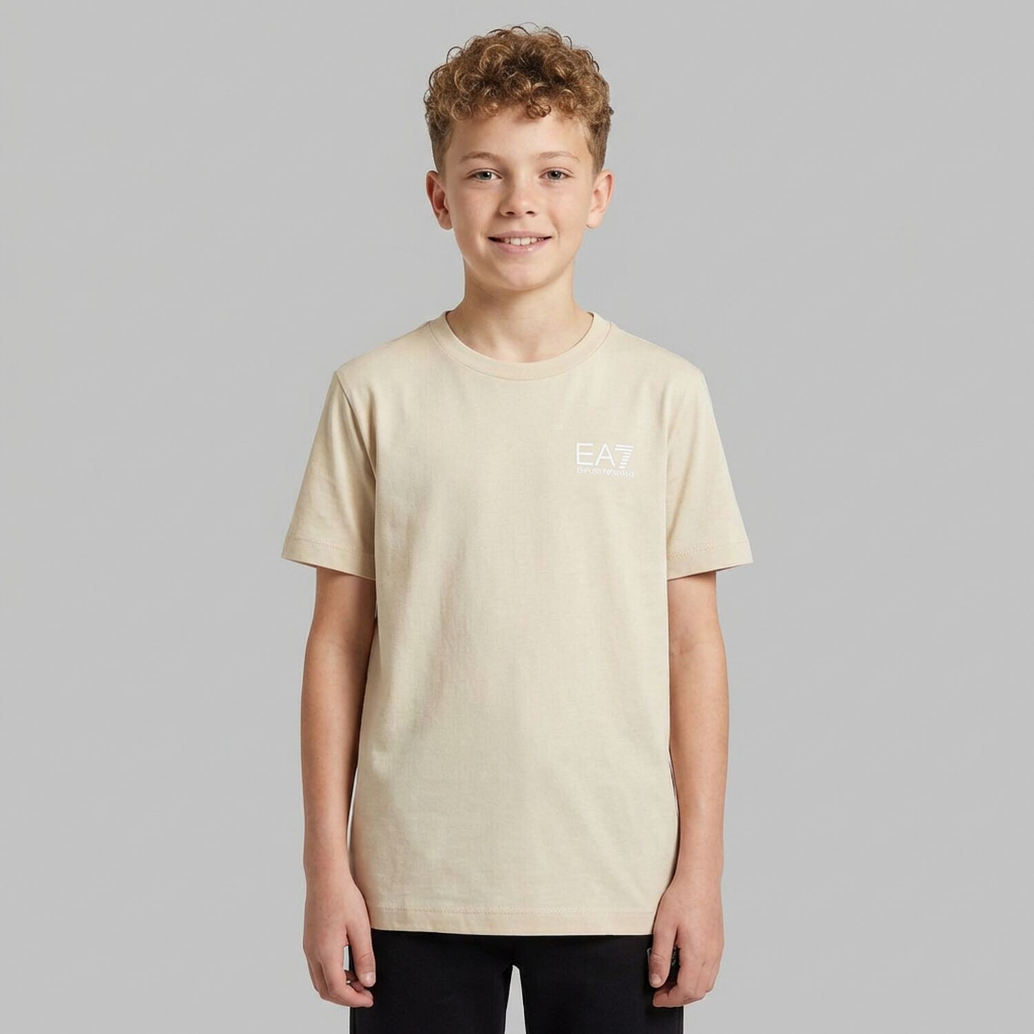 Boys Beige Logo T-Shirt, 9, hi-res