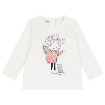 Girls Ivory Long Sleeve Top