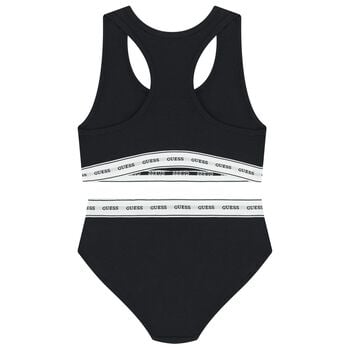 Girls Black Logo Bikini
