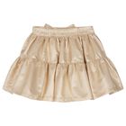 Girls White & Gold Ruffle Skirt Set, 1, hi-res
