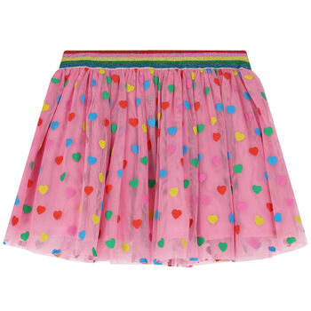 Girls Pink Tulle Heart Skirt