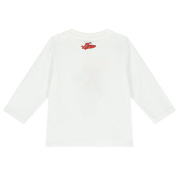 Younger Boys White Varsity Logo Long Sleeve Top