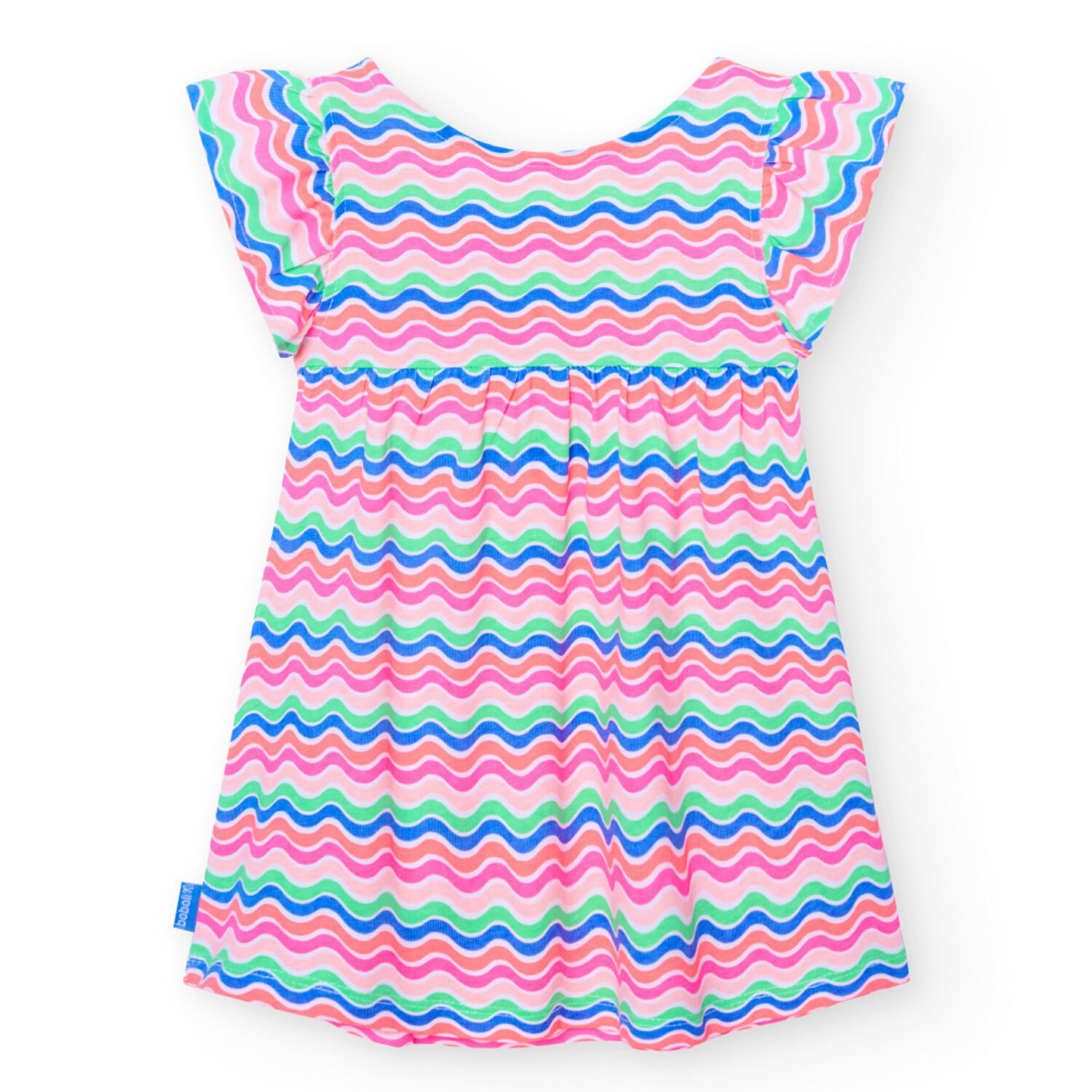 Girls Pink & Blue Striped Dress, 1, hi-res