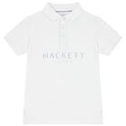 Boys White Logo Polo Shirt, 3, hi-res