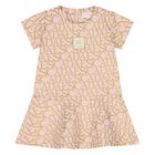 Younger Girls Pink & Gold Logo Dress, 2, hi-res