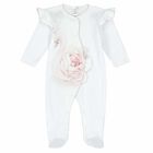 Baby Girls White & Pink Babygrow, 1, hi-res