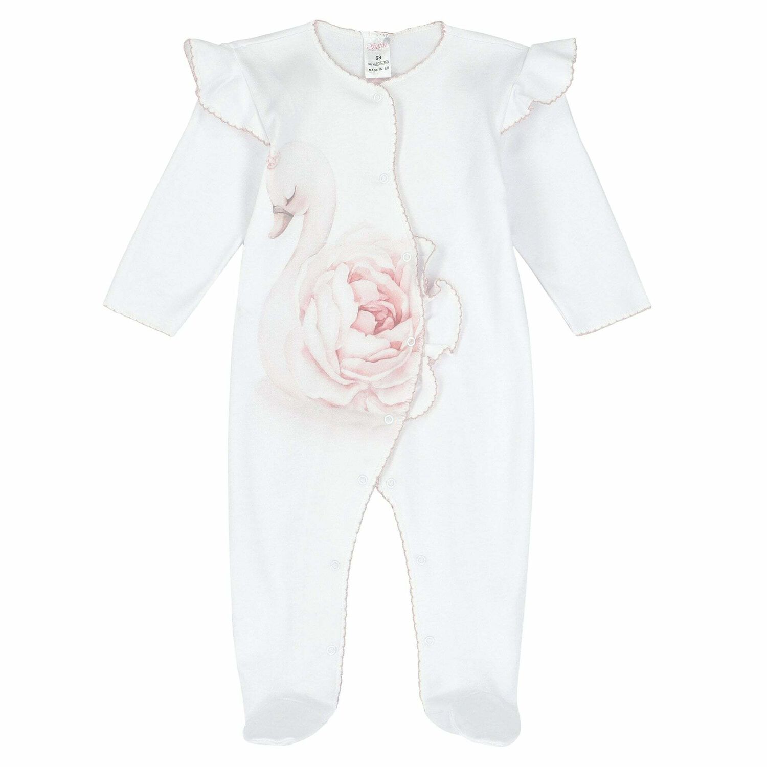 Baby Girls White & Pink Babygrow, 1, hi-res image number null